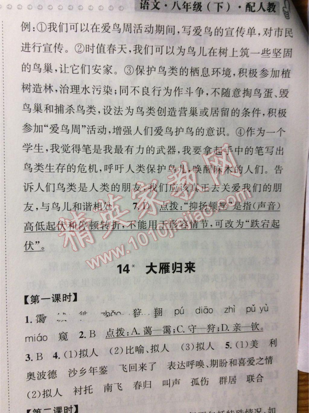 2016年課時(shí)達(dá)標(biāo)練與測八年級(jí)語文下冊(cè)人教版 第63頁