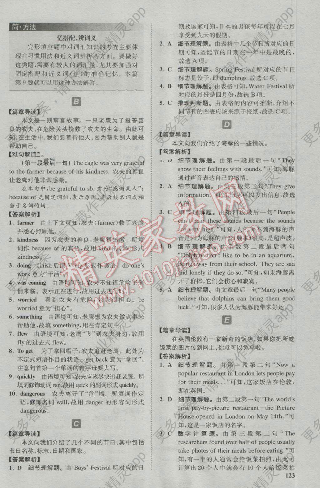 2016年星火英语Spark巅峰训练八年级完形填空