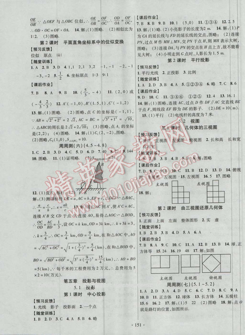 2016年課時掌控九年級數(shù)學(xué)上冊北師大版 參考答案第11頁