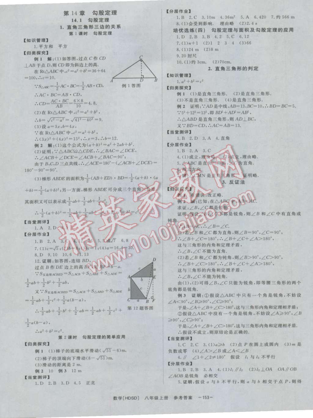 2016年全效學(xué)習(xí)八年級數(shù)學(xué)上冊華師大版 參考答案第13頁