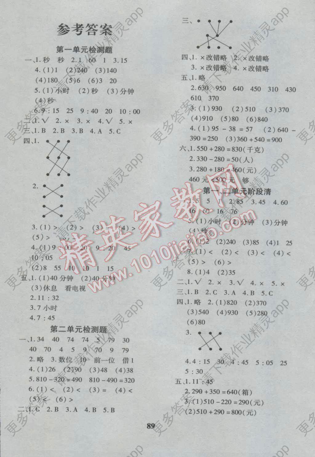 2016年教育世家状元卷三年级数学上册人教版
