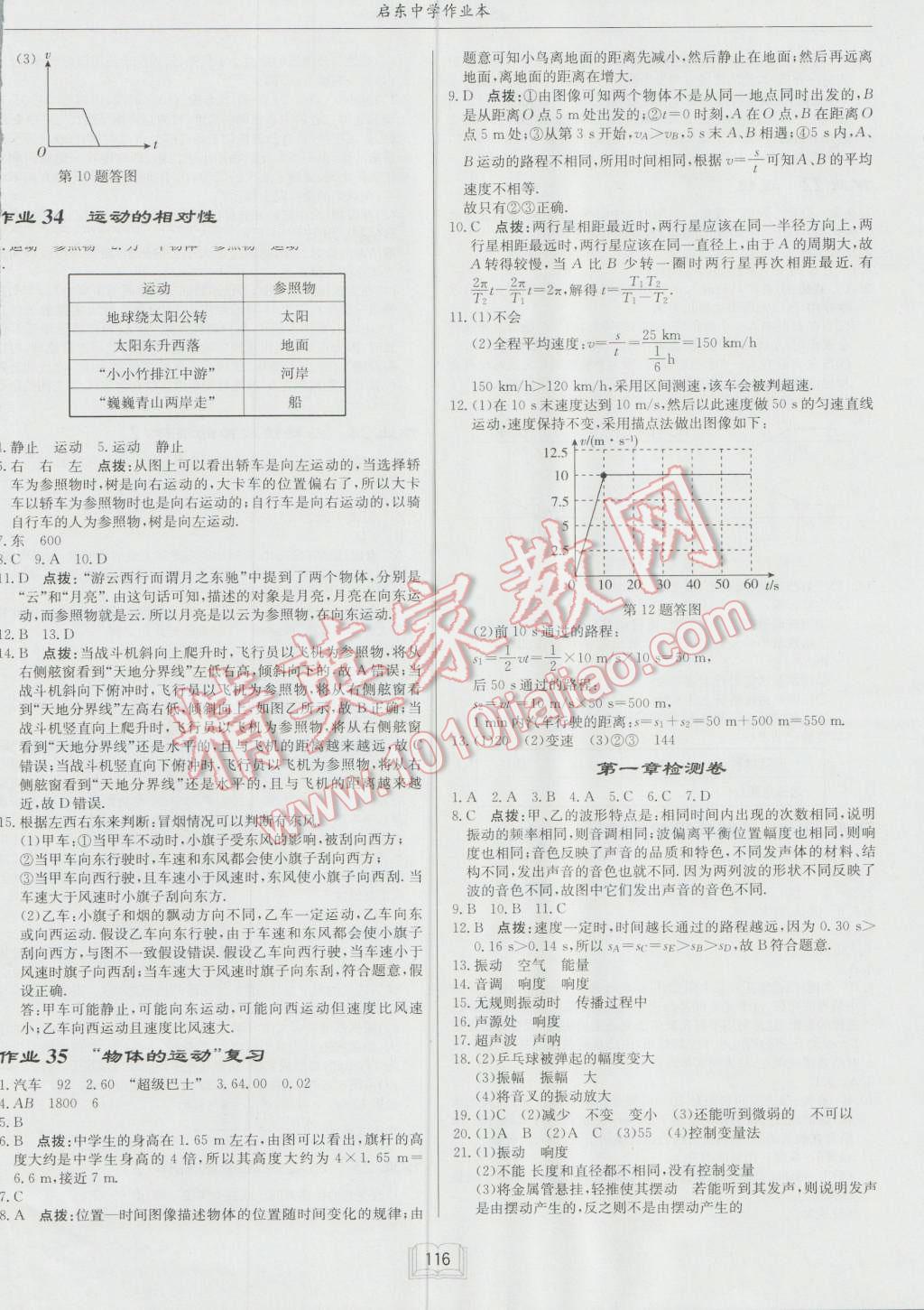 2016年啟東中學(xué)作業(yè)本八年級(jí)物理上冊(cè)江蘇版 第8頁(yè)