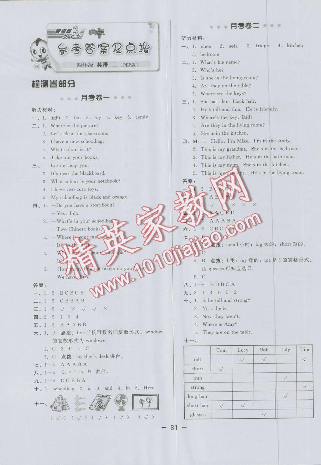 2016年綜合應(yīng)用創(chuàng)新題典中點(diǎn)四年級(jí)英語上冊(cè)人教PEP版三起 第1頁