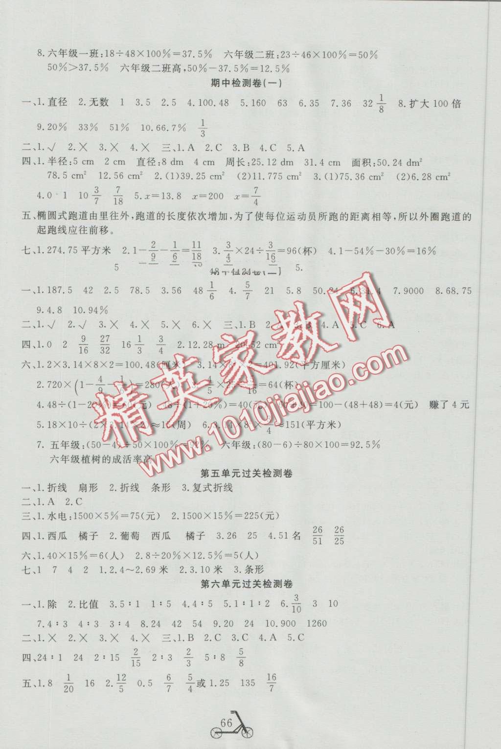 2016年小學(xué)奪冠單元檢測(cè)卷六年級(jí)數(shù)學(xué)上冊(cè)北師大版 第2頁(yè)