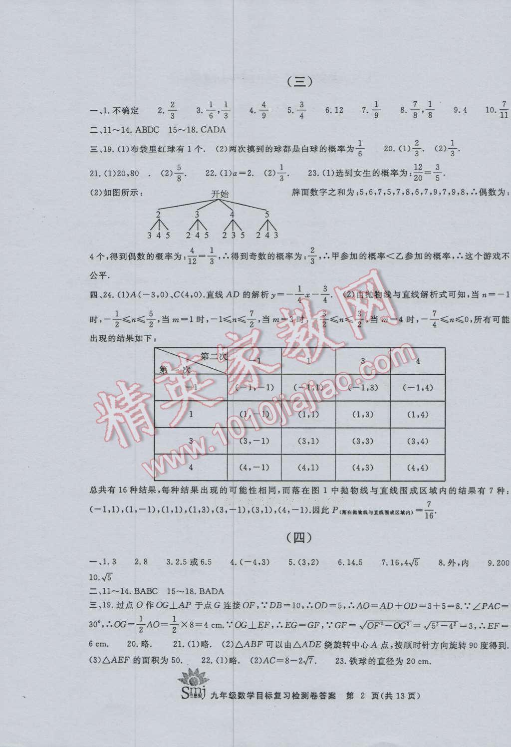 2016年目標(biāo)復(fù)習(xí)檢測卷九年級(jí)數(shù)學(xué)浙教版 第2頁