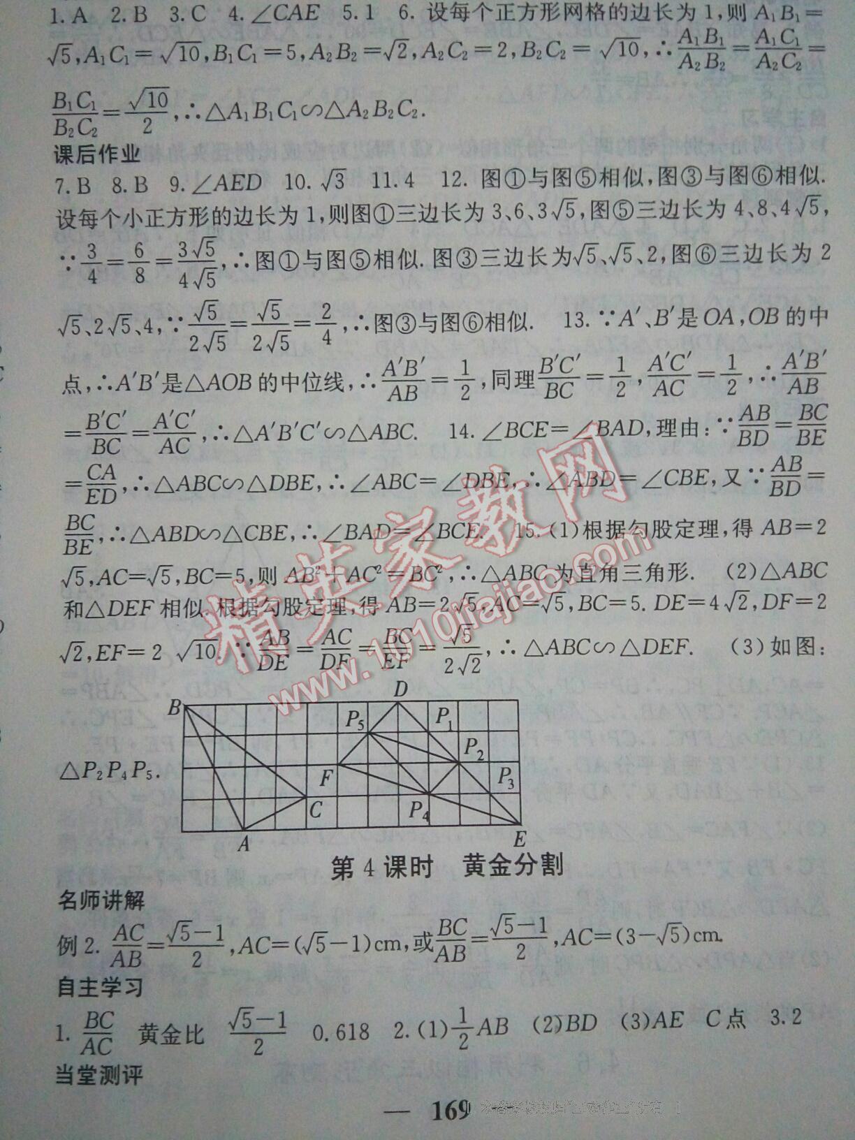 2016年课堂点睛九年级数学上册北师大版 第84页