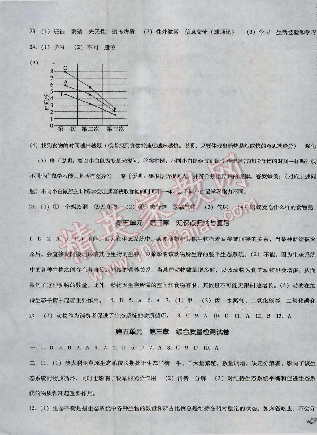 2016年單元加期末復(fù)習與測試八年級生物上冊人教版 第2頁