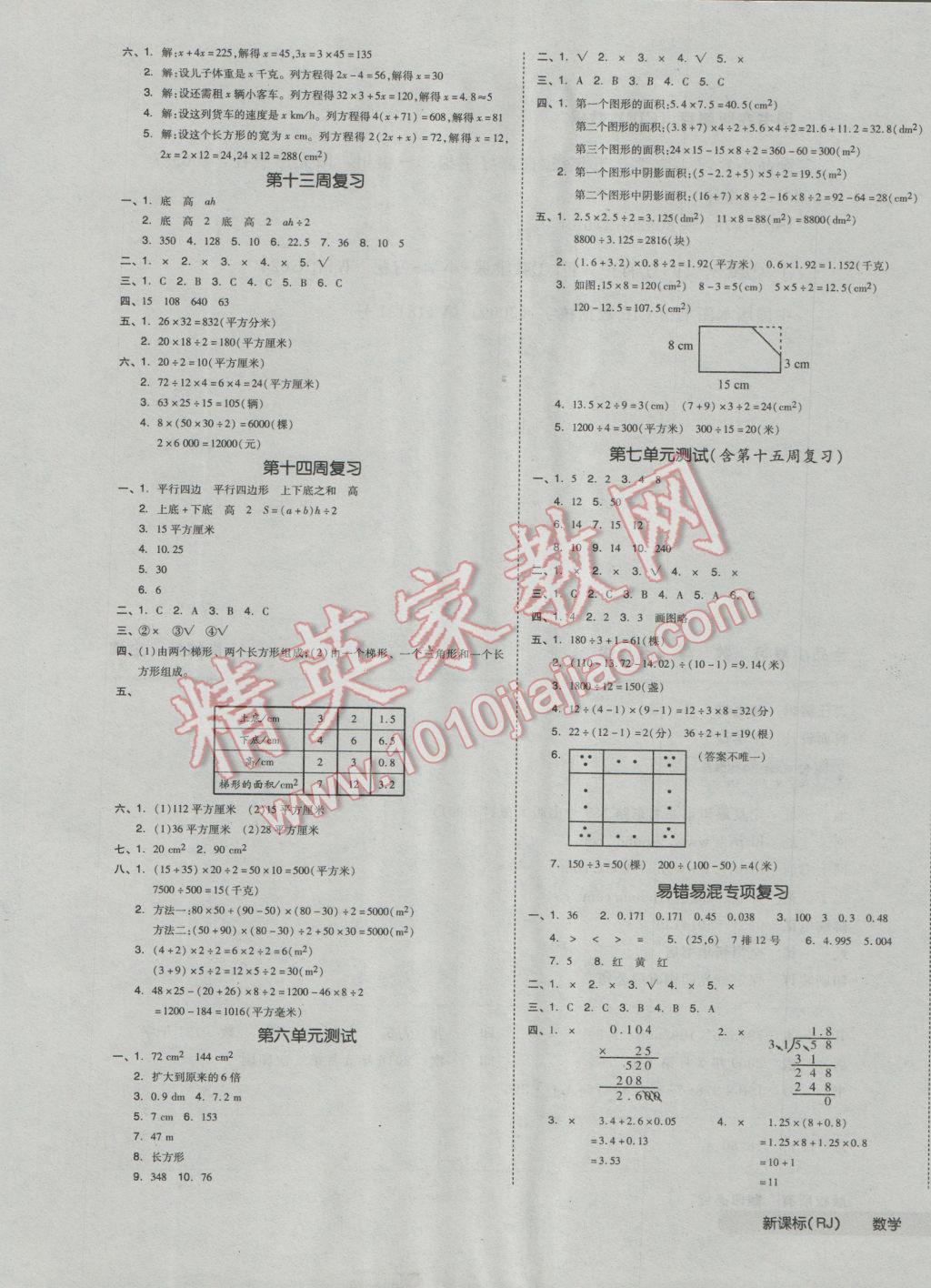 2016年全品小復(fù)習(xí)五年級數(shù)學(xué)上冊人教版 第5頁