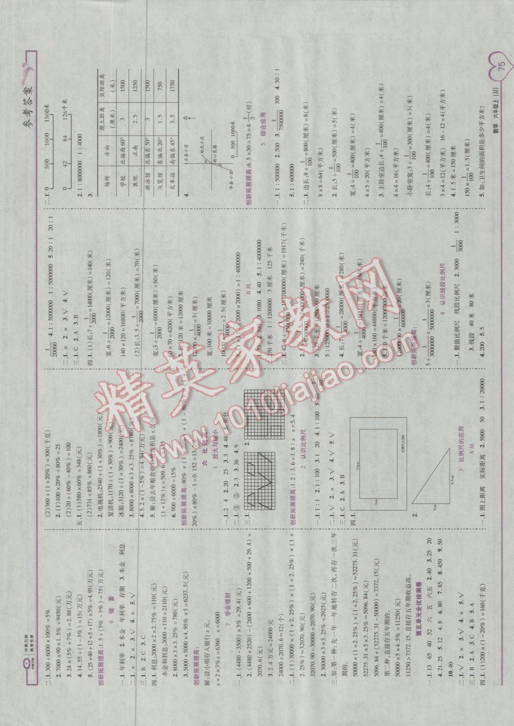 2016年全優(yōu)備考六年級(jí)數(shù)學(xué)上冊(cè)冀教版 參考答案第5頁