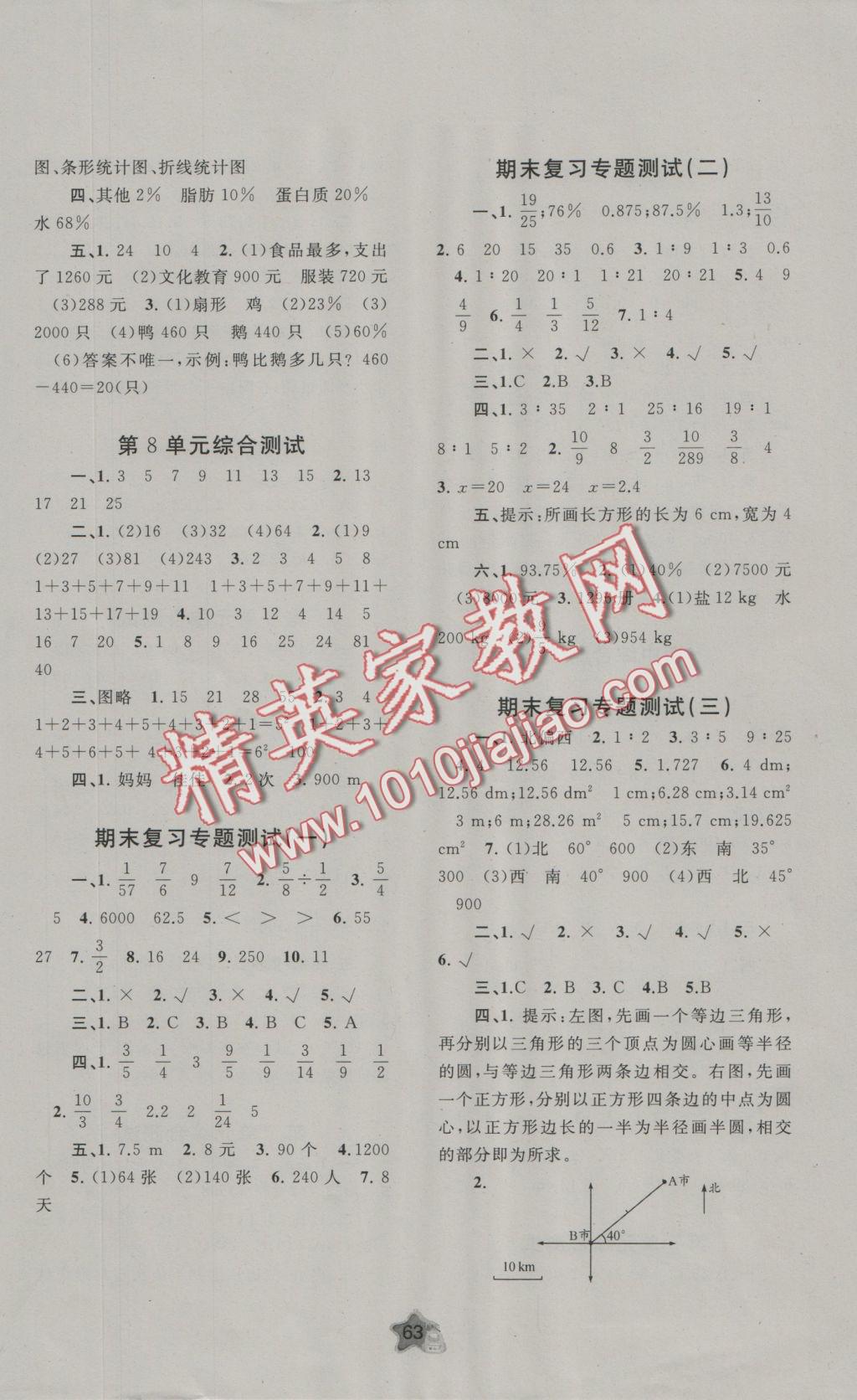 2016年新課程學(xué)習(xí)與測評單元雙測六年級數(shù)學(xué)上冊A版 參考答案第3頁