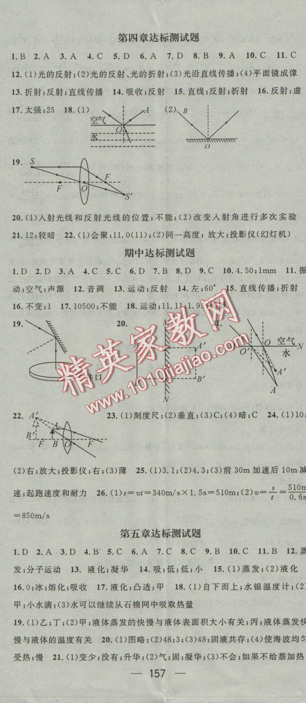 2016年名師測(cè)控八年級(jí)物理上冊(cè)教科版 參考答案第17頁(yè)