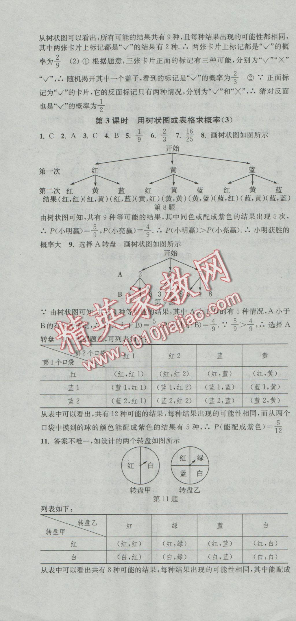 2016年通城學(xué)典活頁(yè)檢測(cè)九年級(jí)數(shù)學(xué)上冊(cè)北師大版 參考答案第10頁(yè)