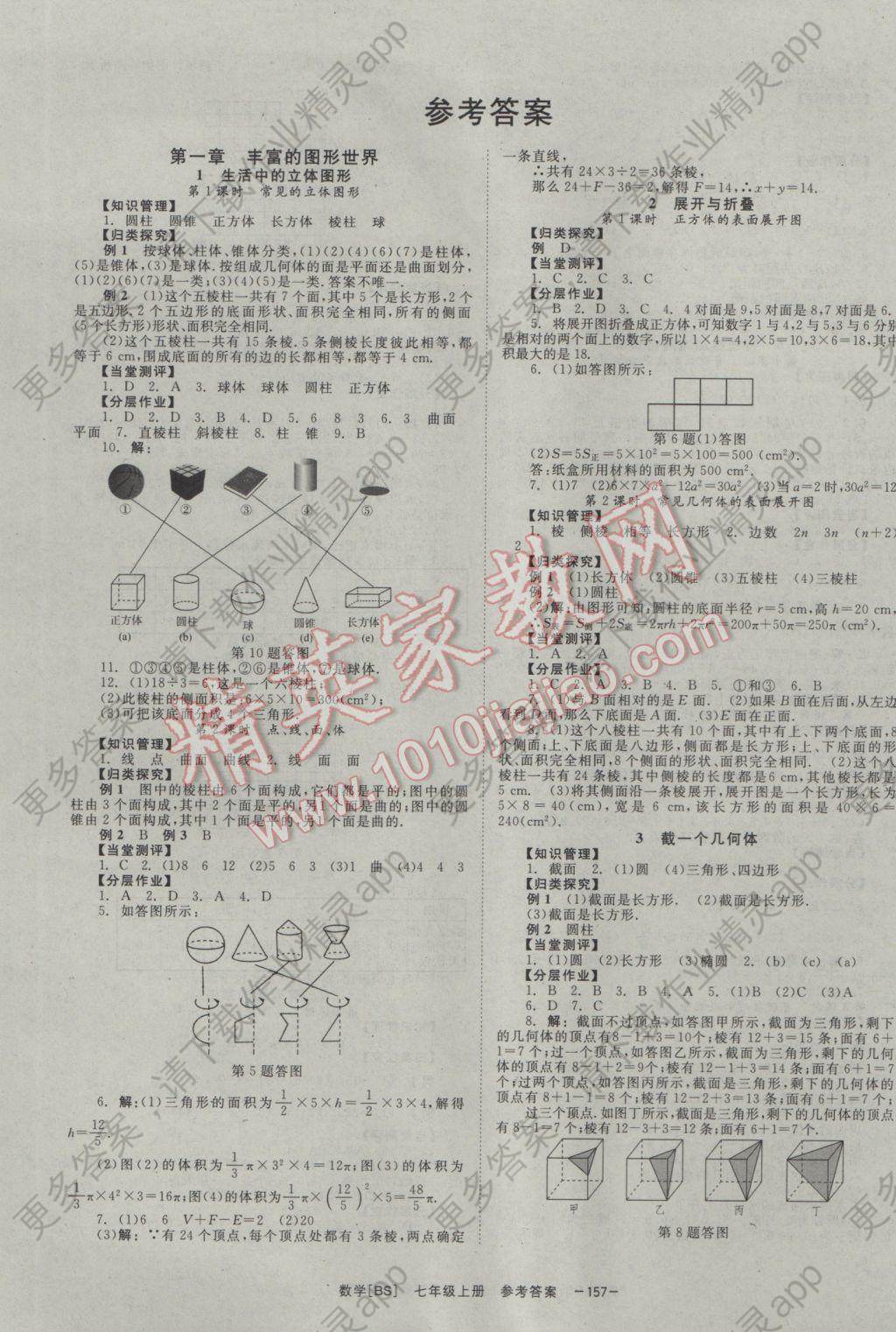 2016年全效学习七年级数学上册北师大版 参考答案第1页