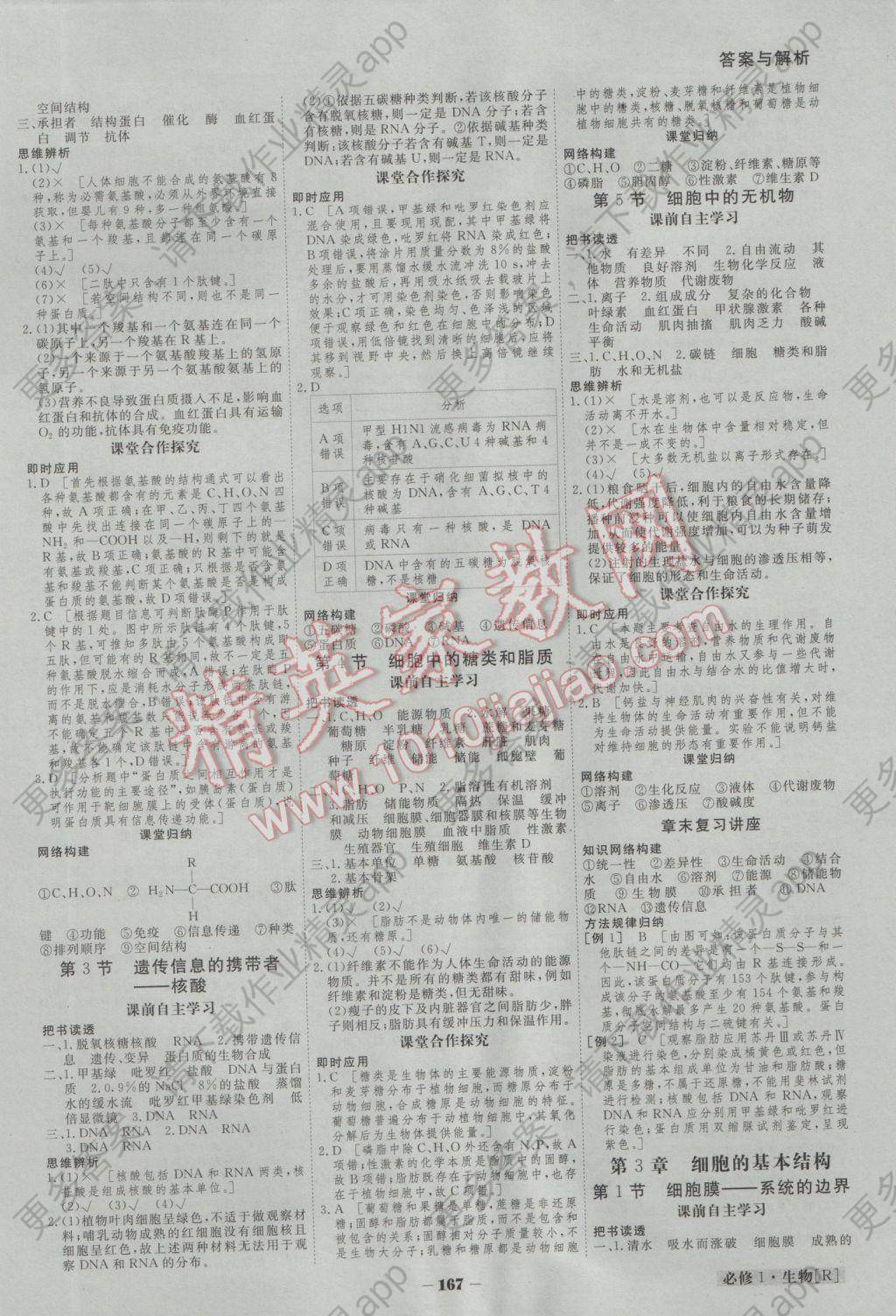 金版教程高中新课程创新导学案生物必修1人教