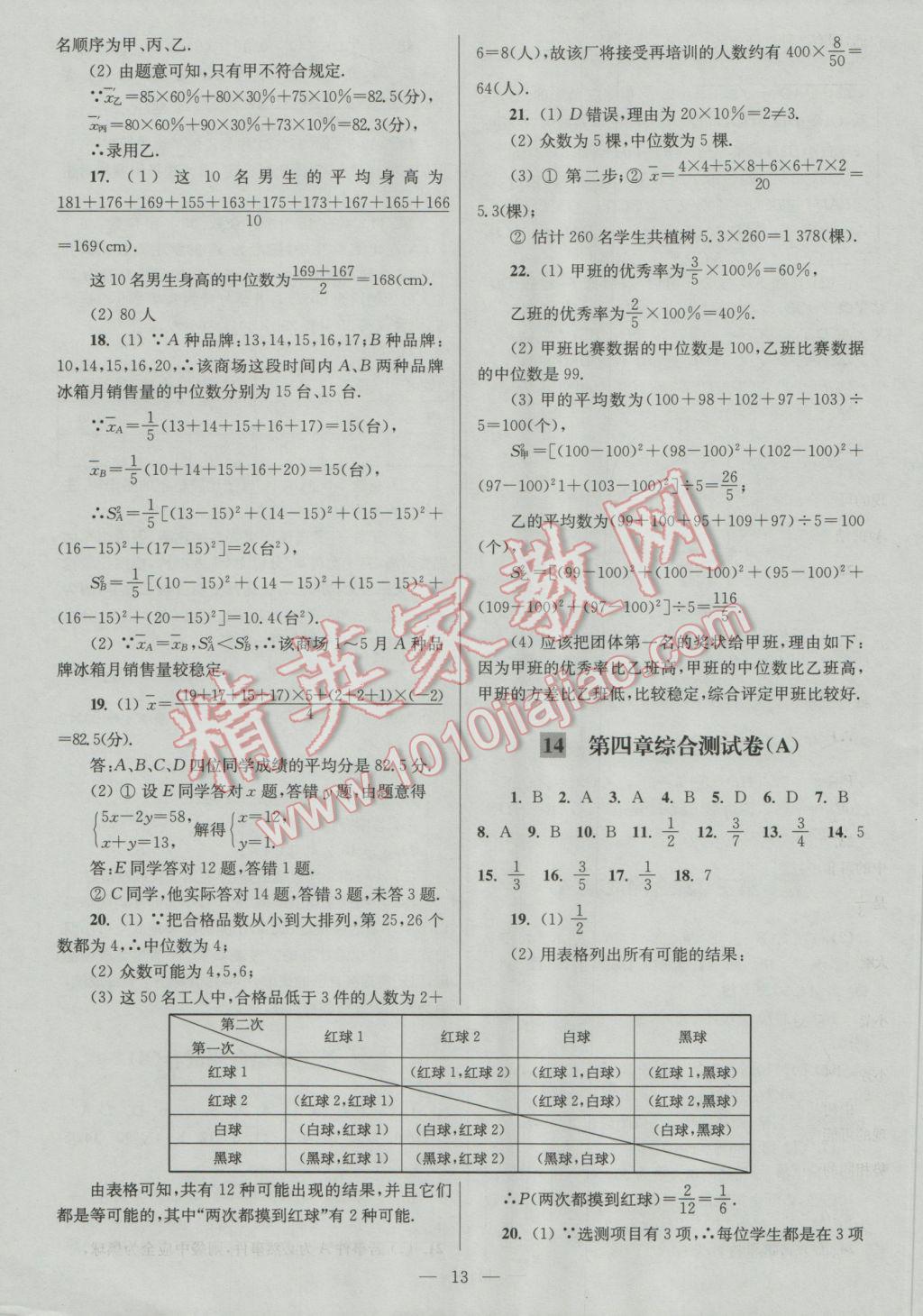 2016年亮点给力大试卷九年级数学上册 参考答案第13页