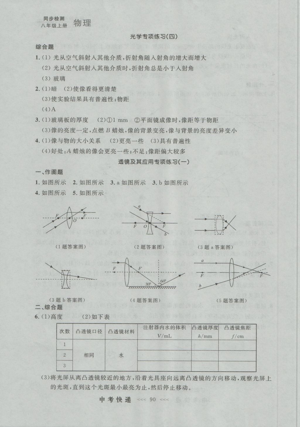 2016年中考快遞同步檢測八年級物理上冊人教版大連版 參考答案第14頁