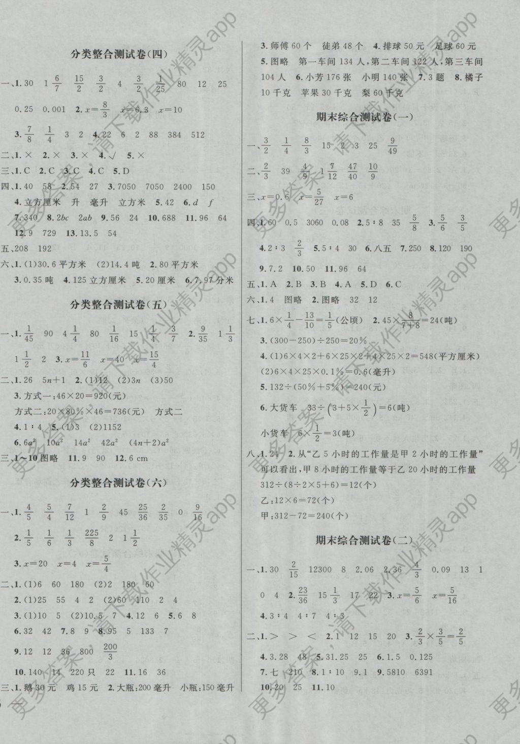 2016年亮点给力大试卷六年级数学上册江苏版 参考答案第6页