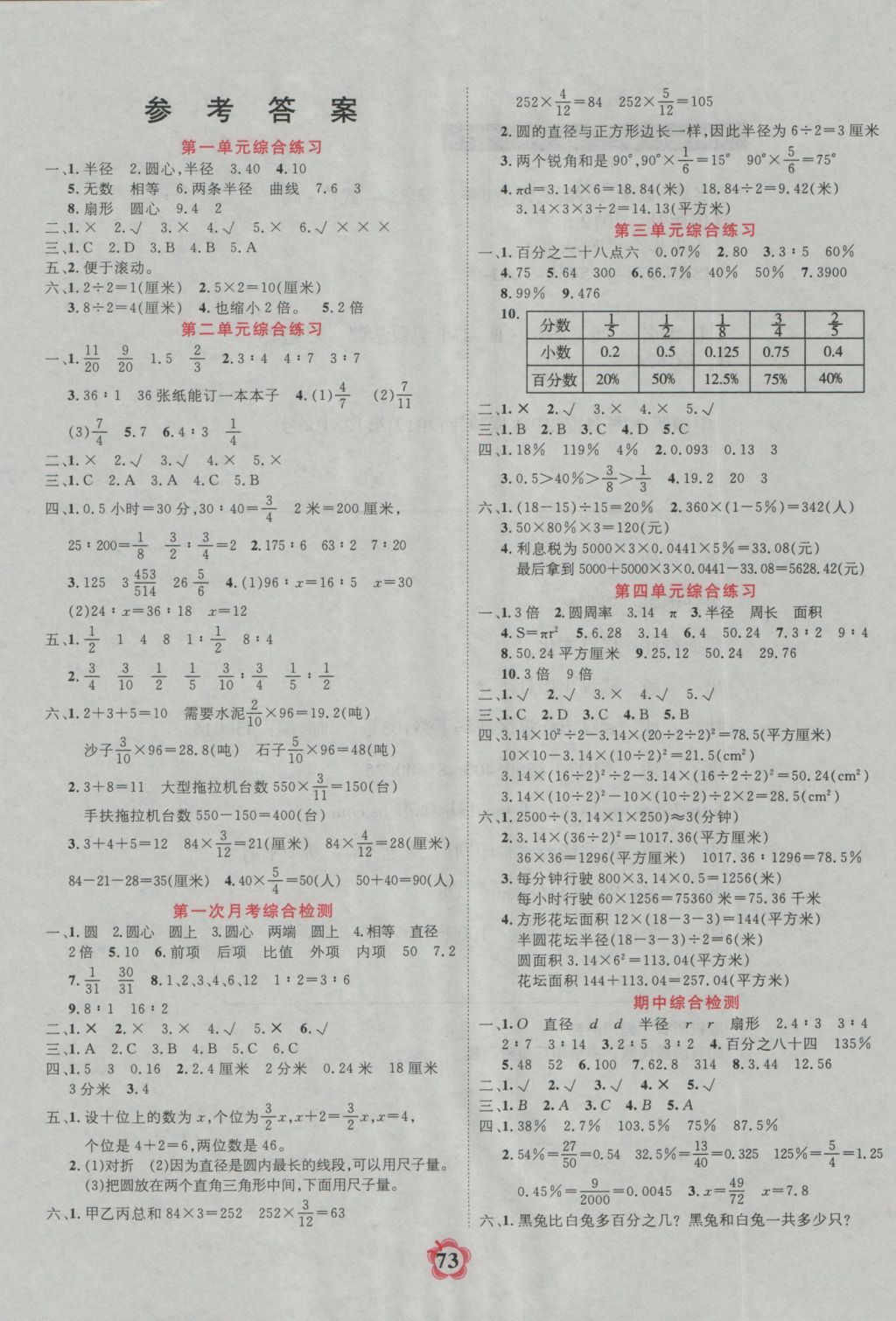 2016年名题文化步步高书系名题六年级数学上册冀教版答案