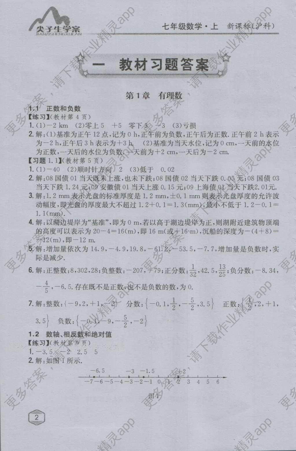 参考答案第29页 参考答案 相关练习册答案 课本七年级数学下册沪科