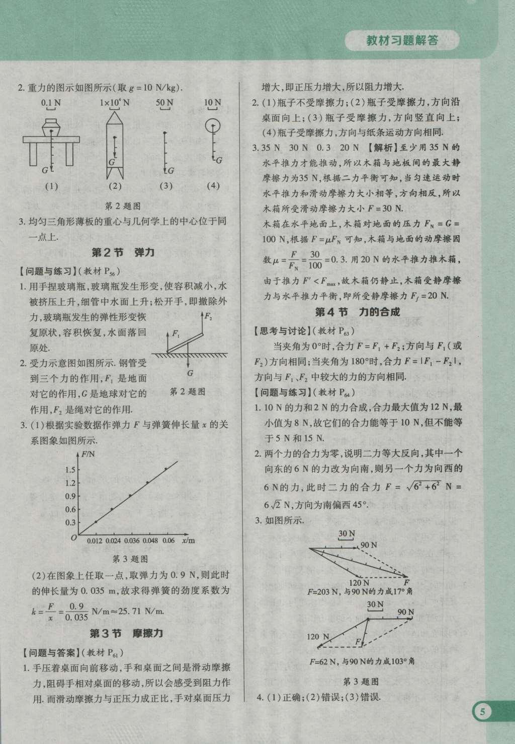 課本人教版高中物理必修1 參考答案第5頁