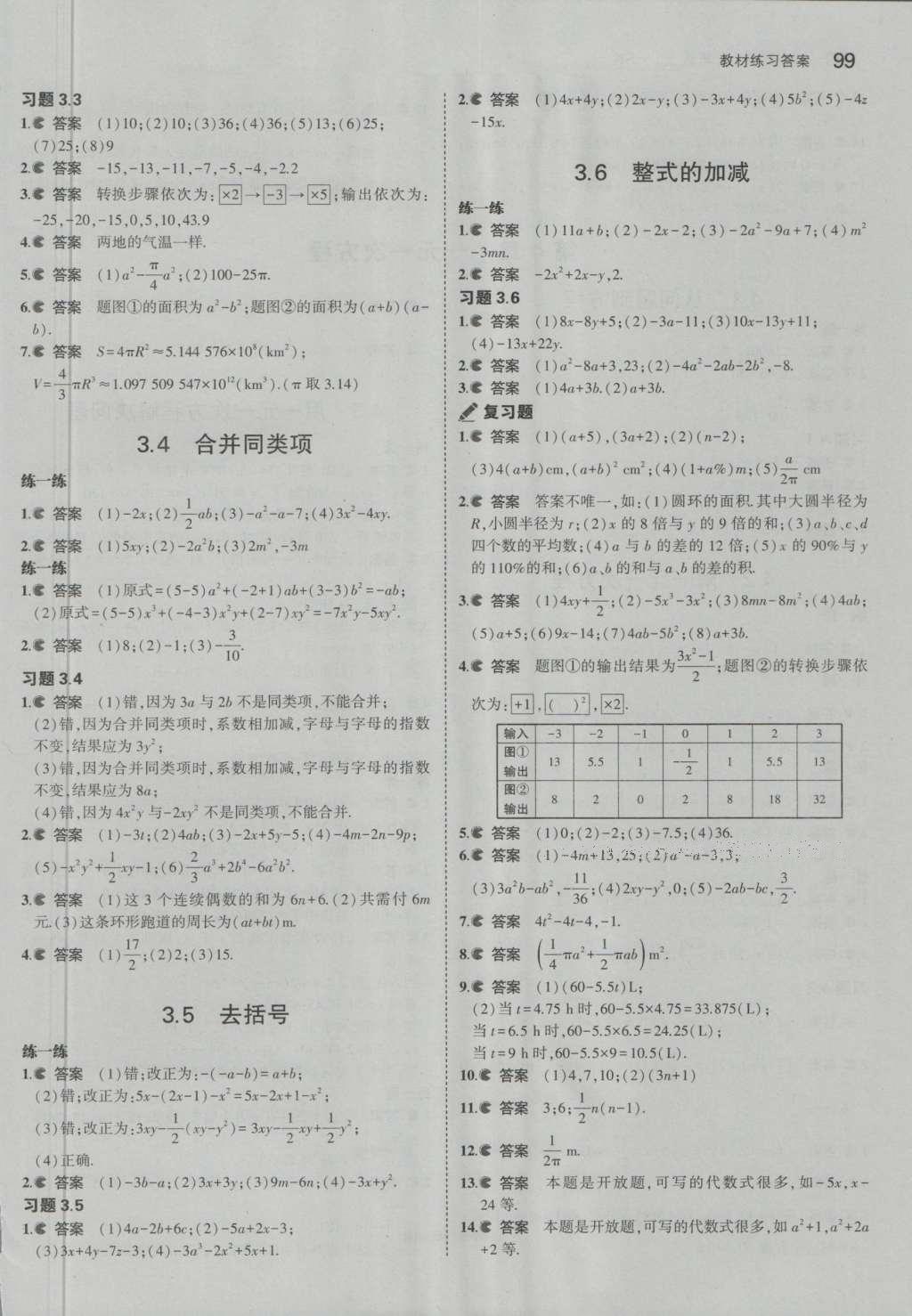 課本蘇科版七年級數(shù)學(xué)上冊 參考答案第60頁