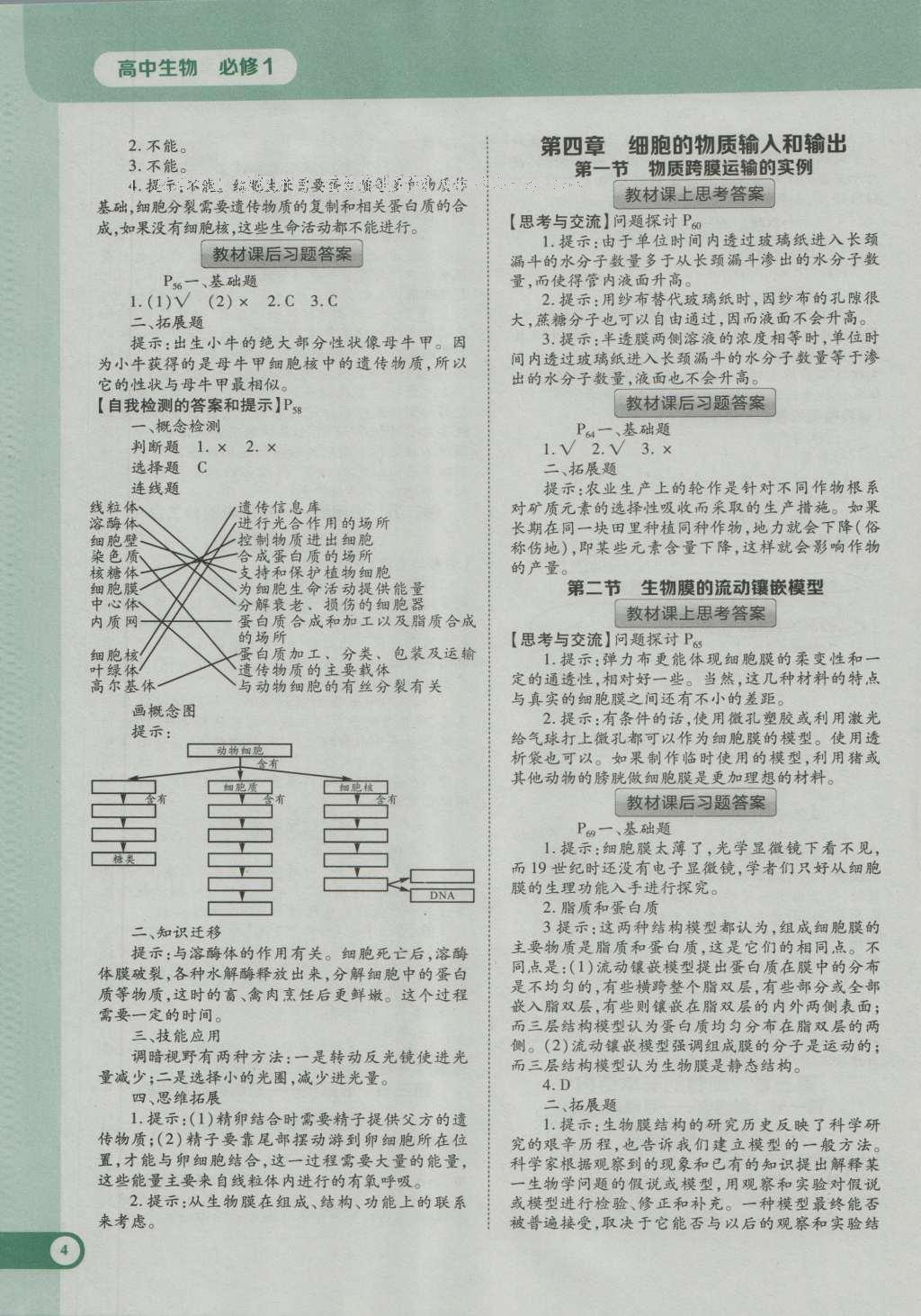 課本高中生物必修1人教版 參考答案第12頁