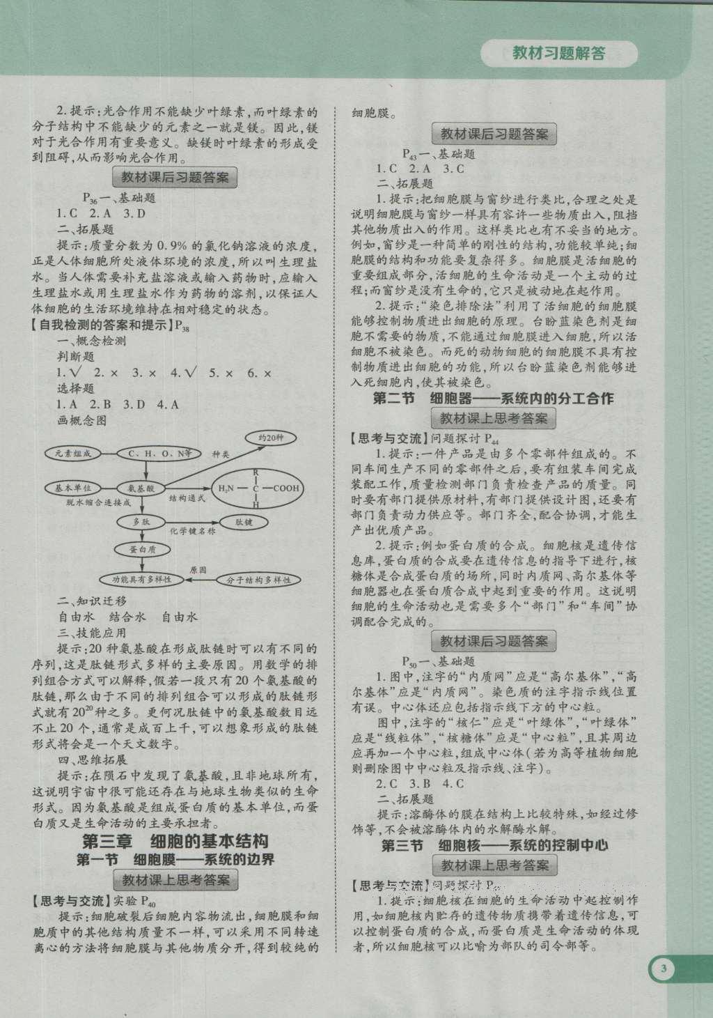 課本高中生物必修1人教版 參考答案第11頁