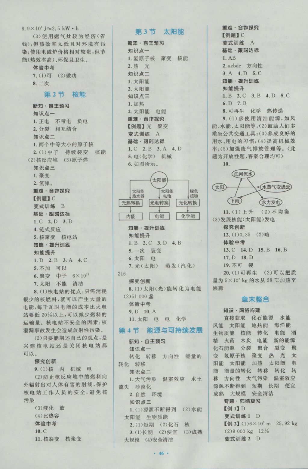 2016年新課標(biāo)初中同步學(xué)習(xí)目標(biāo)與檢測九年級物理全一冊人教版 參考答案第16頁