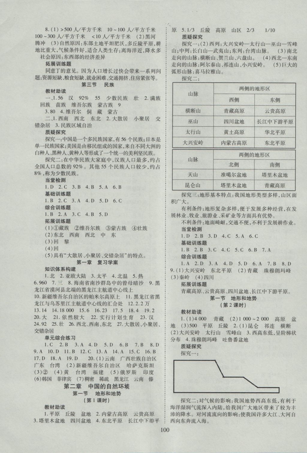 2016年資源與評價(jià)八年級地理上冊人教版 參考答案第1頁