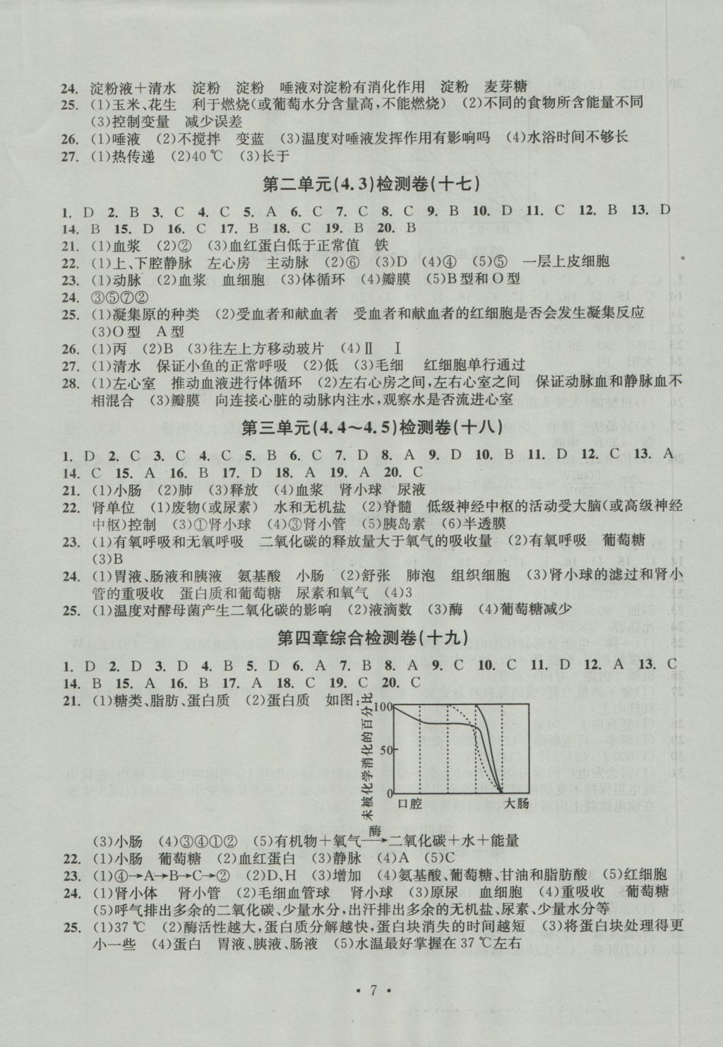 2016年習(xí)題E百檢測卷九年級理科綜合科學(xué)全浙教版 參考答案第7頁