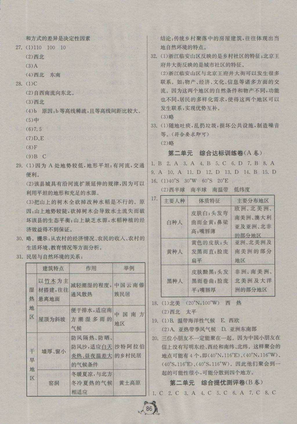 2016年單元雙測(cè)全程提優(yōu)測(cè)評(píng)卷七年級(jí)歷史與社會(huì)上冊(cè)人教版 參考答案第2頁