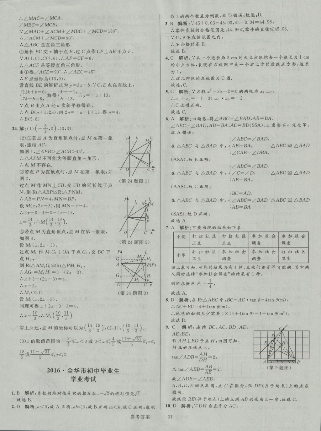 2017年中考真題匯編數(shù)學(xué) 參考答案第31頁