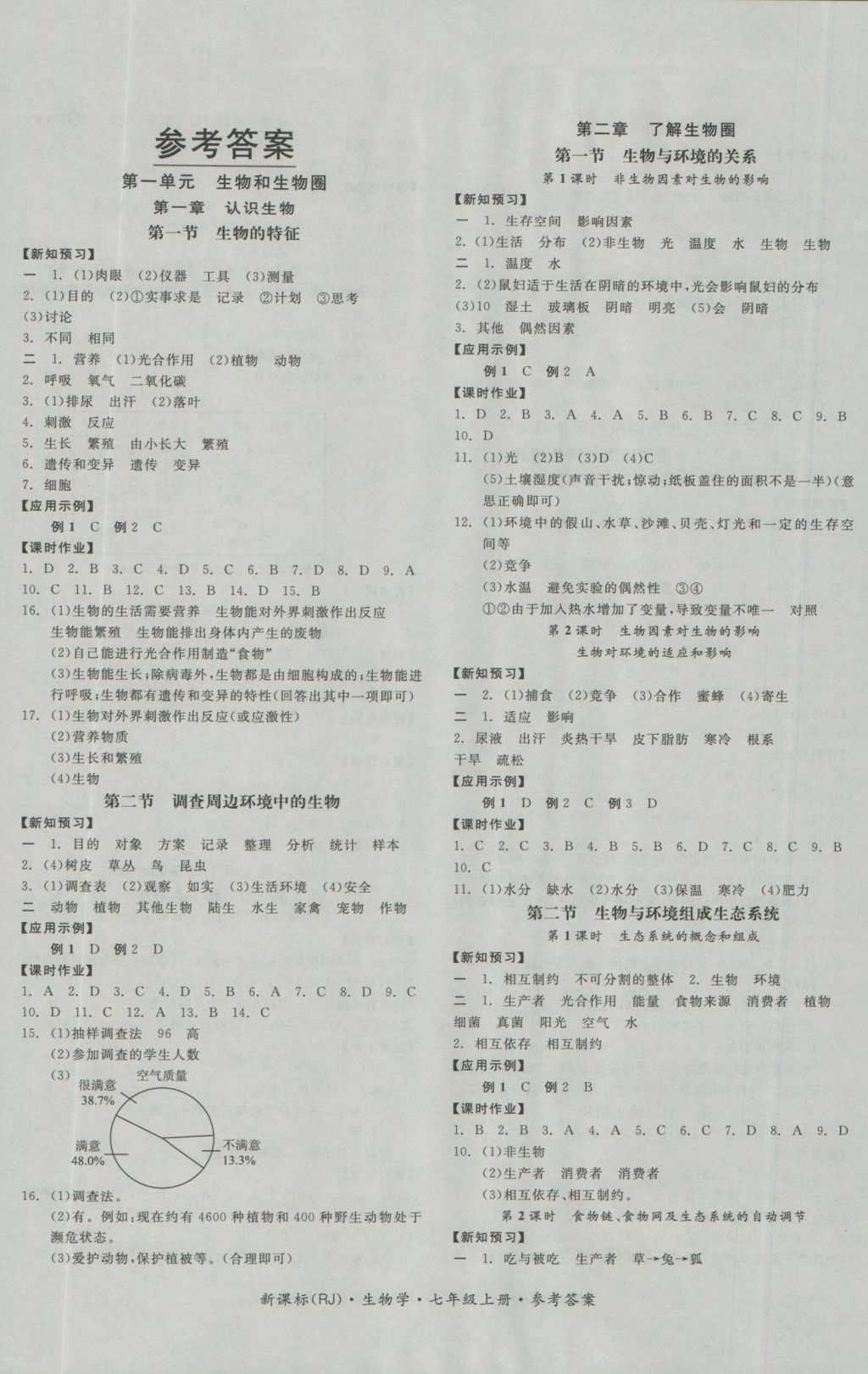 2016年全品學(xué)練考七年級(jí)生物學(xué)上冊(cè)人教版 參考答案第1頁(yè)