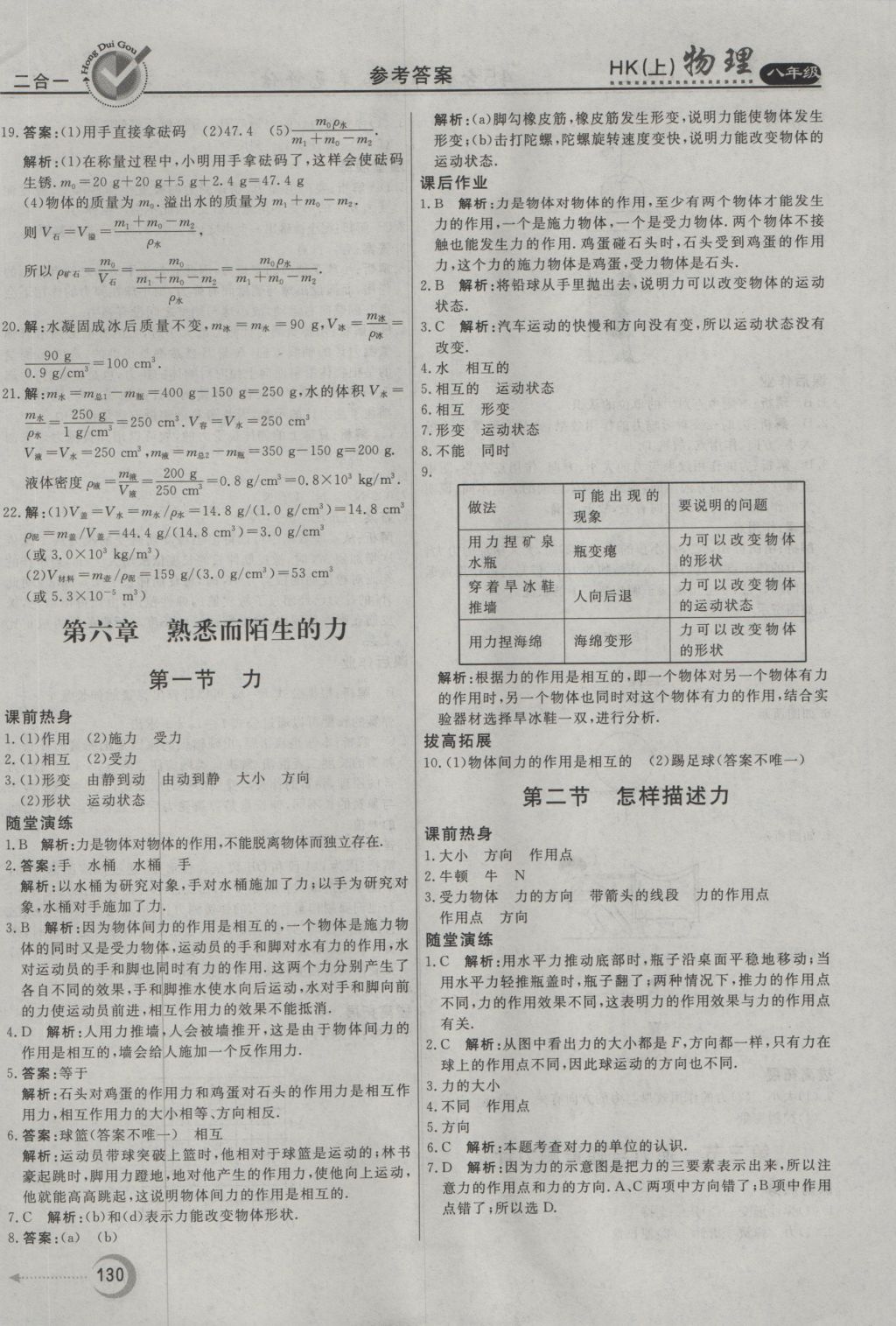 2016年红对勾45分钟作业与单元评估八年级物理上册沪科版 参考答案第22页