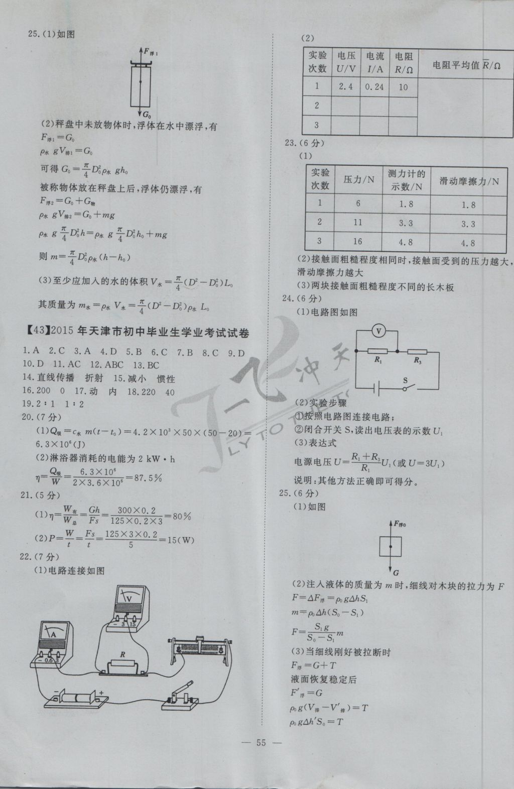 2017年一飛沖天初中模擬匯編物理 參考答案第35頁