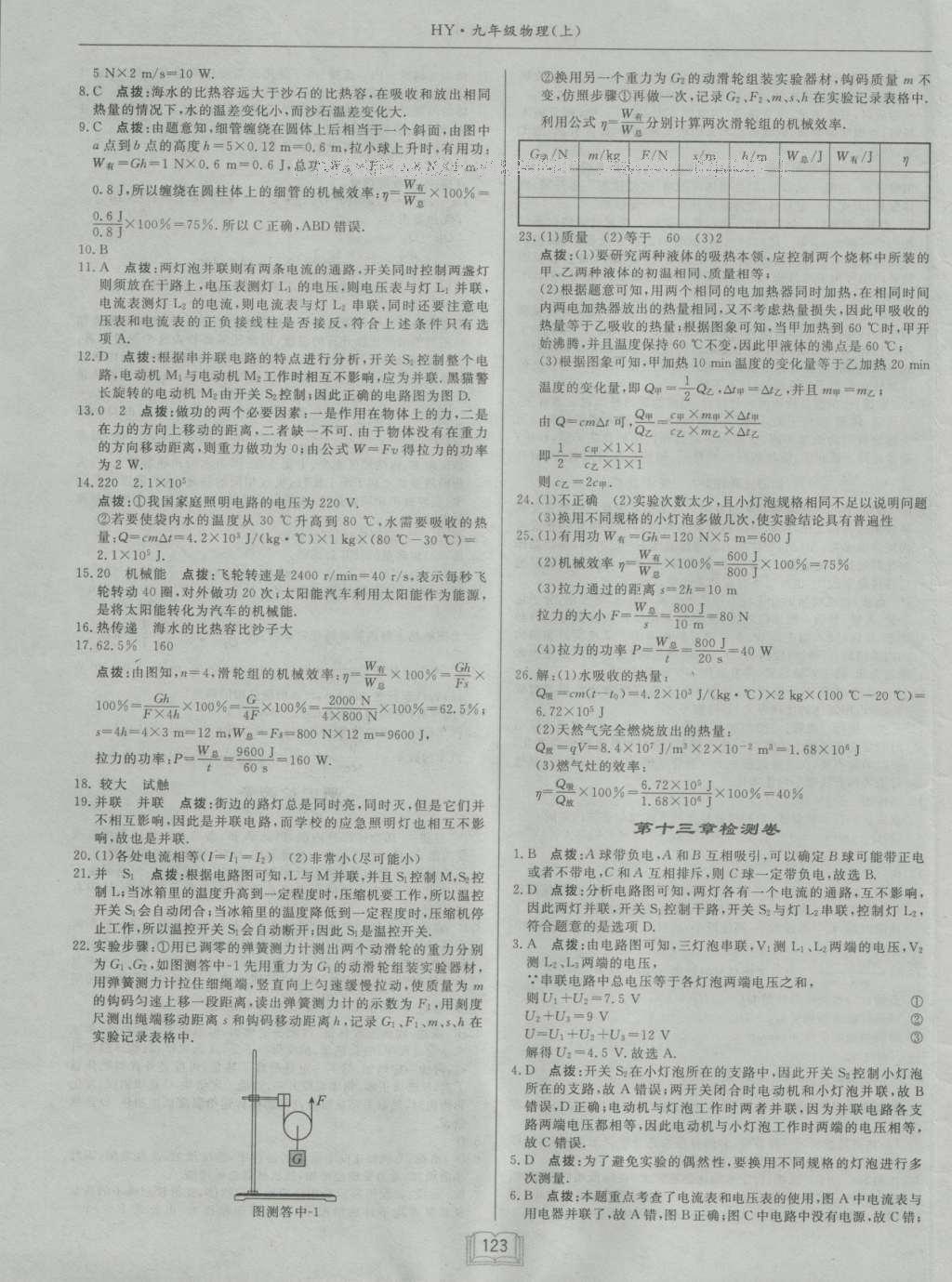 2016年啟東中學(xué)作業(yè)本九年級物理上冊滬粵版 參考答案第19頁