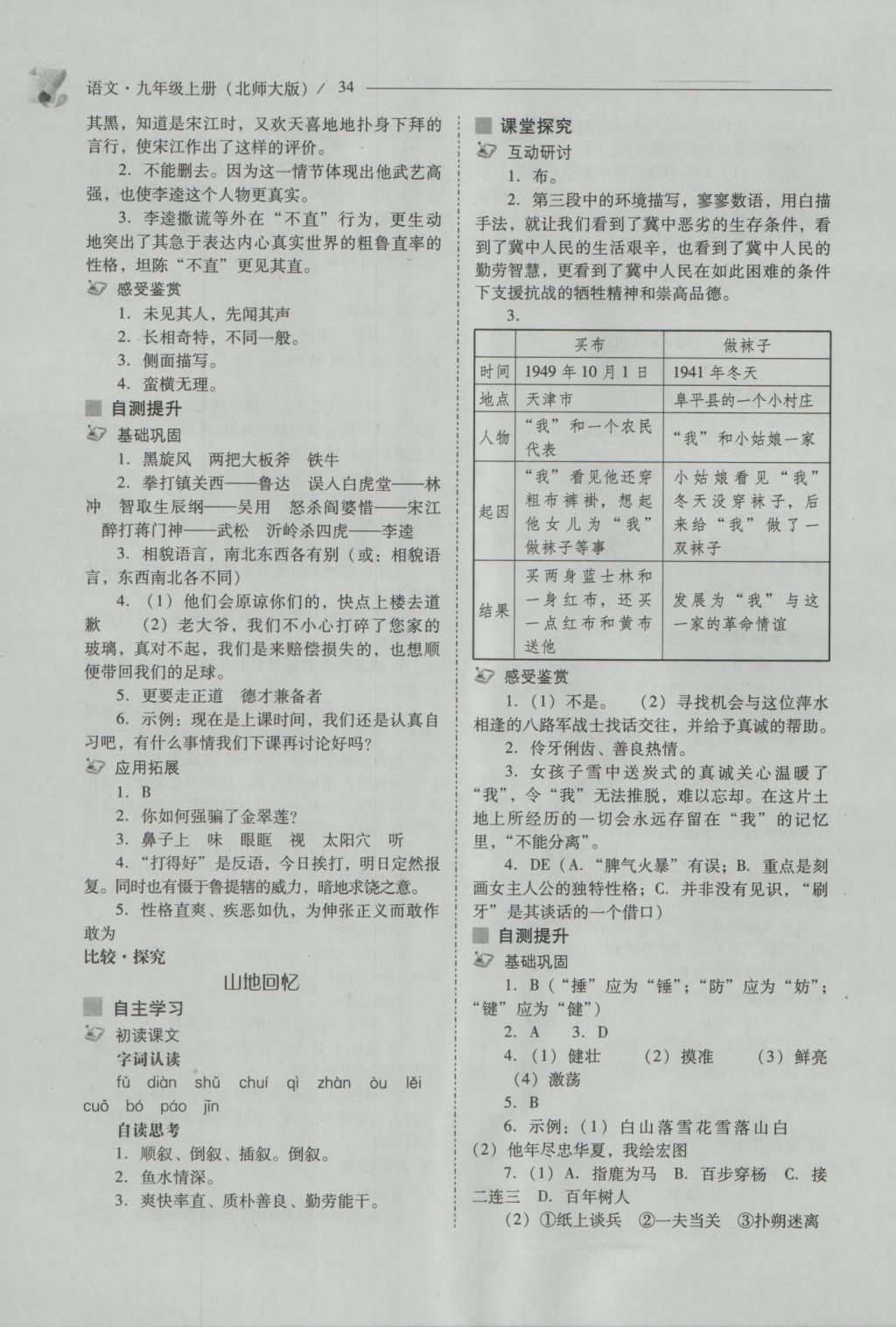 2016年新課程問(wèn)題解決導(dǎo)學(xué)方案九年級(jí)語(yǔ)文上冊(cè)北師大版 參考答案第34頁(yè)