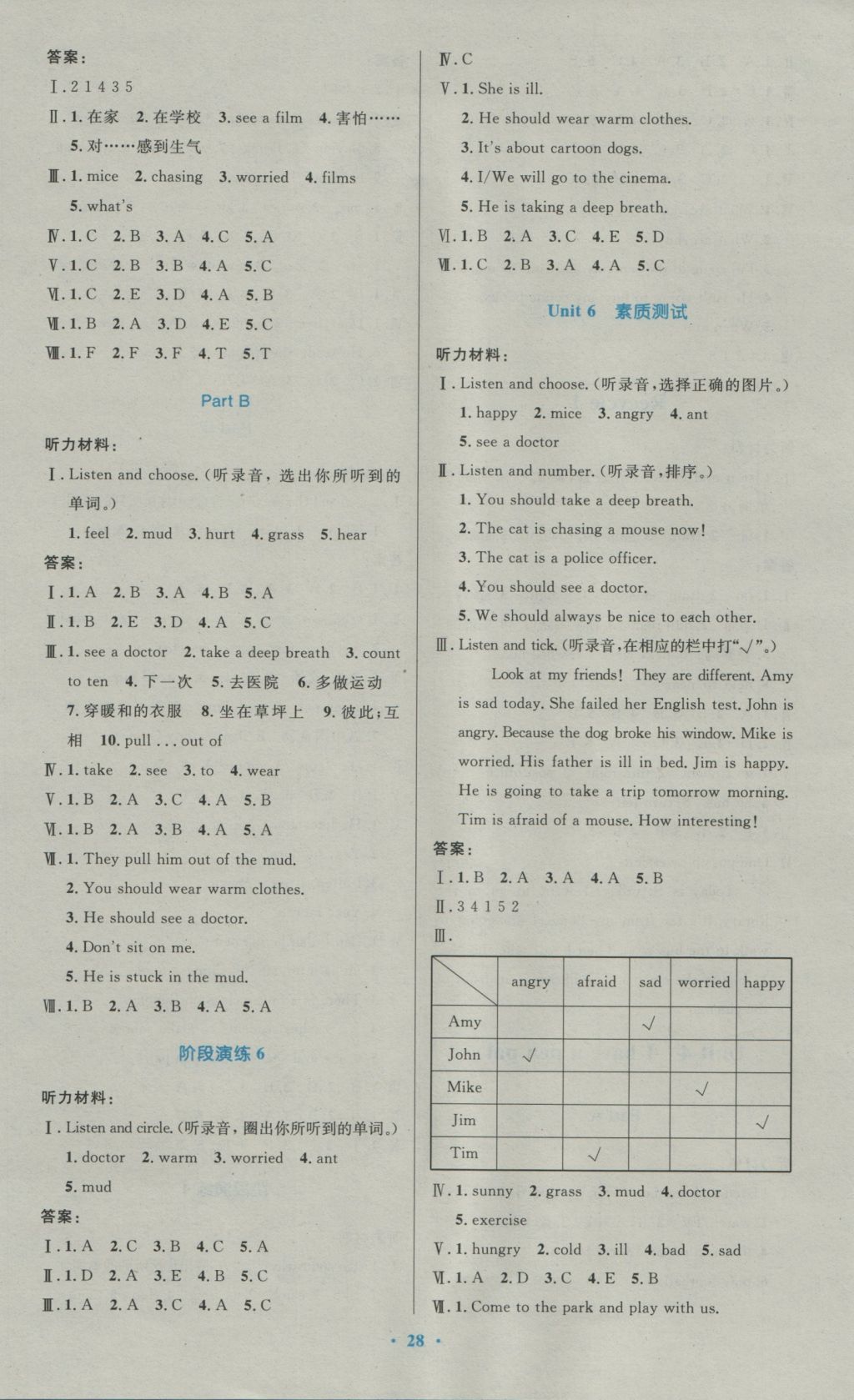 2016年小學(xué)同步測(cè)控優(yōu)化設(shè)計(jì)五年級(jí)英語上冊(cè)人教PEP版三起 參考答案第8頁