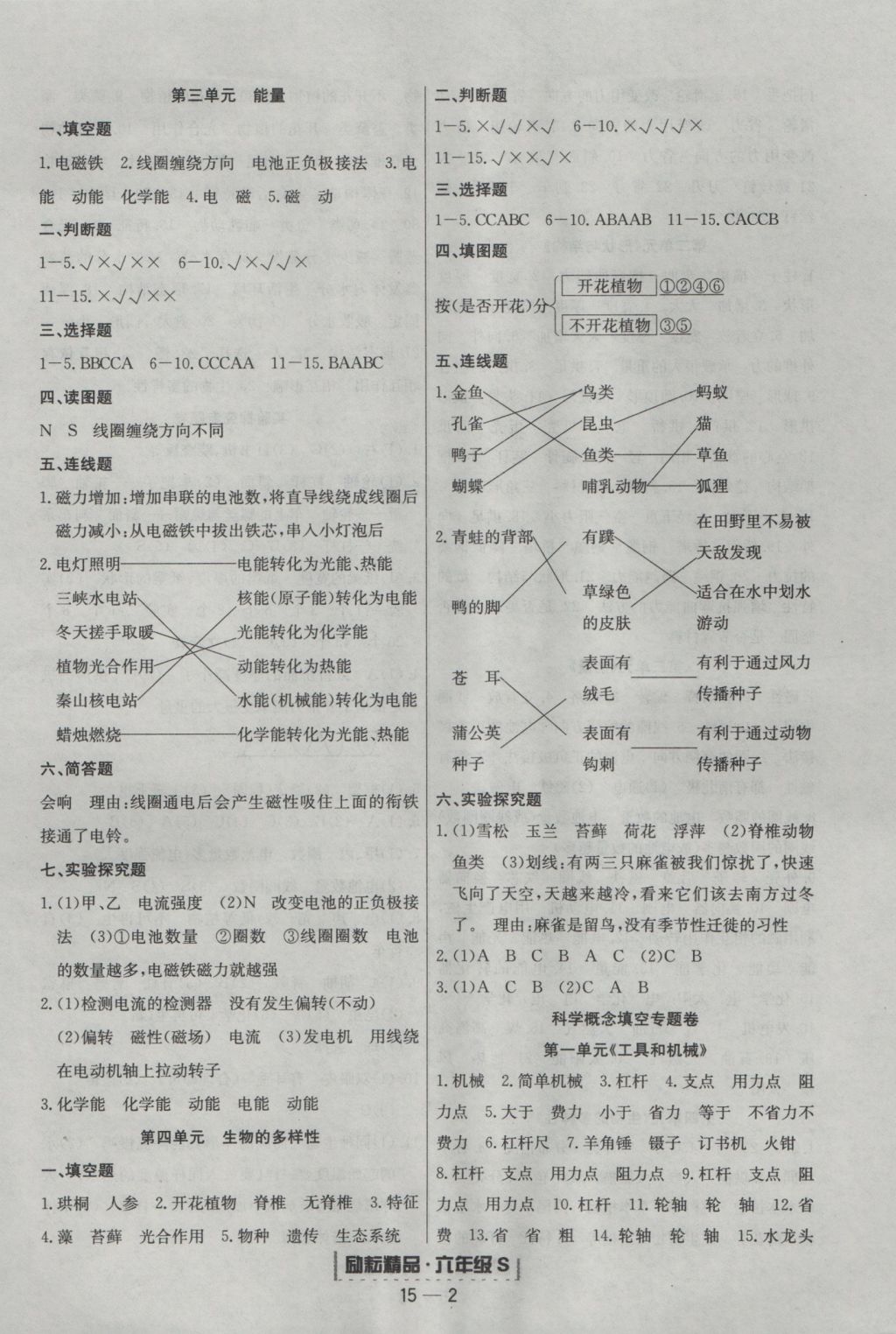 2016年勵(lì)耘書業(yè)浙江期末六年級(jí)科學(xué)上冊(cè)教科版 參考答案第2頁(yè)