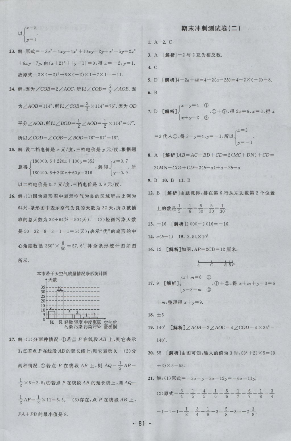 2016年期末考向標(biāo)海淀新編跟蹤突破測試卷七年級數(shù)學(xué)上冊滬科版 參考答案第13頁