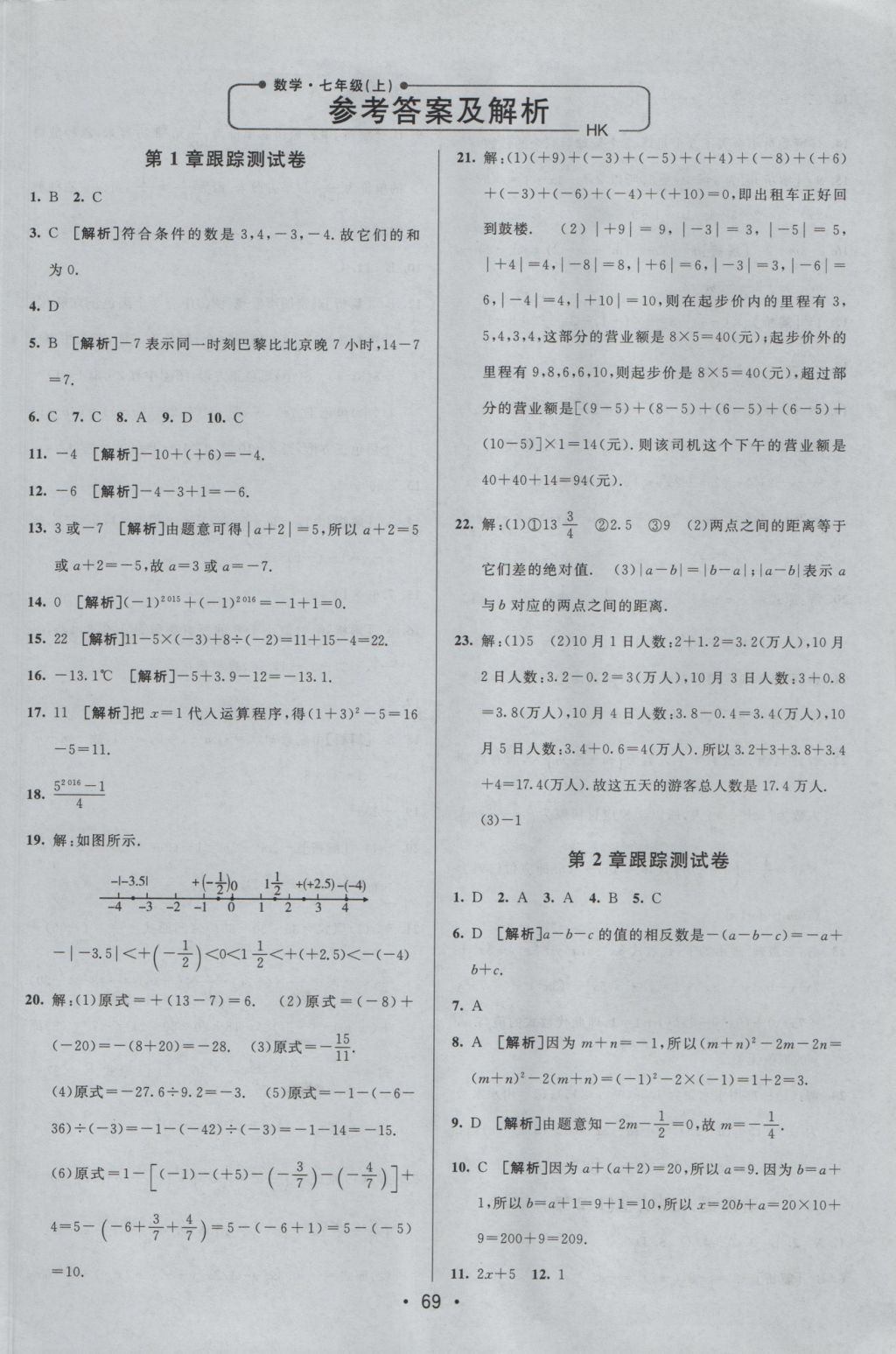 2016年期末考向標(biāo)海淀新編跟蹤突破測試卷七年級數(shù)學(xué)上冊滬科版 參考答案第1頁