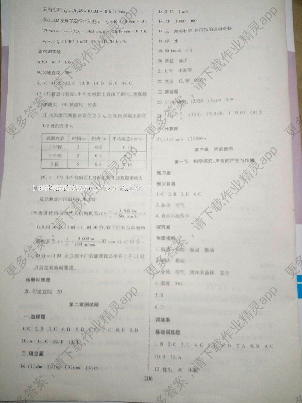 2016年资源与评价八年级物理上册s版