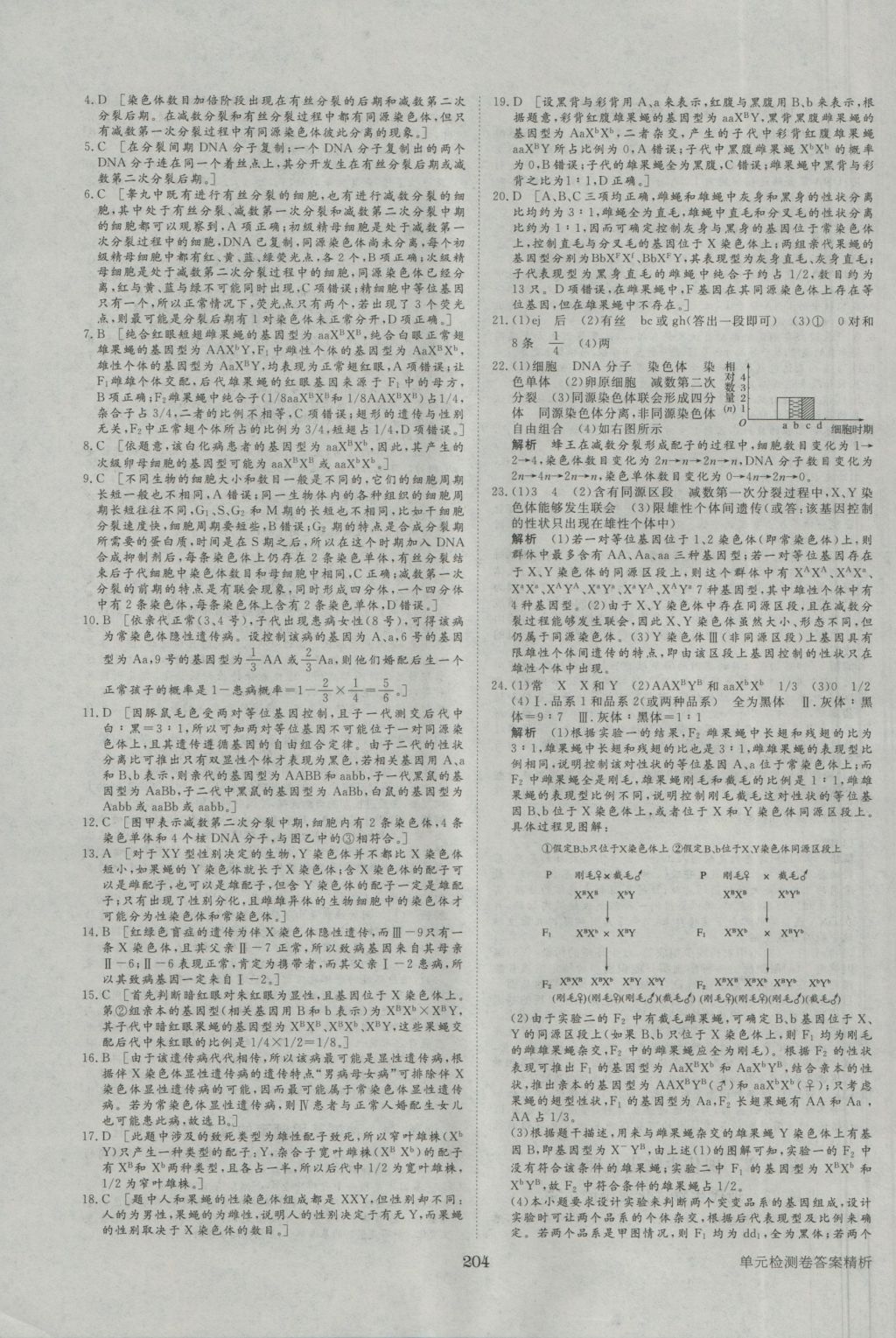 2016年步步高学案导学与随堂笔记生物必修2人教版 参考答案第28页