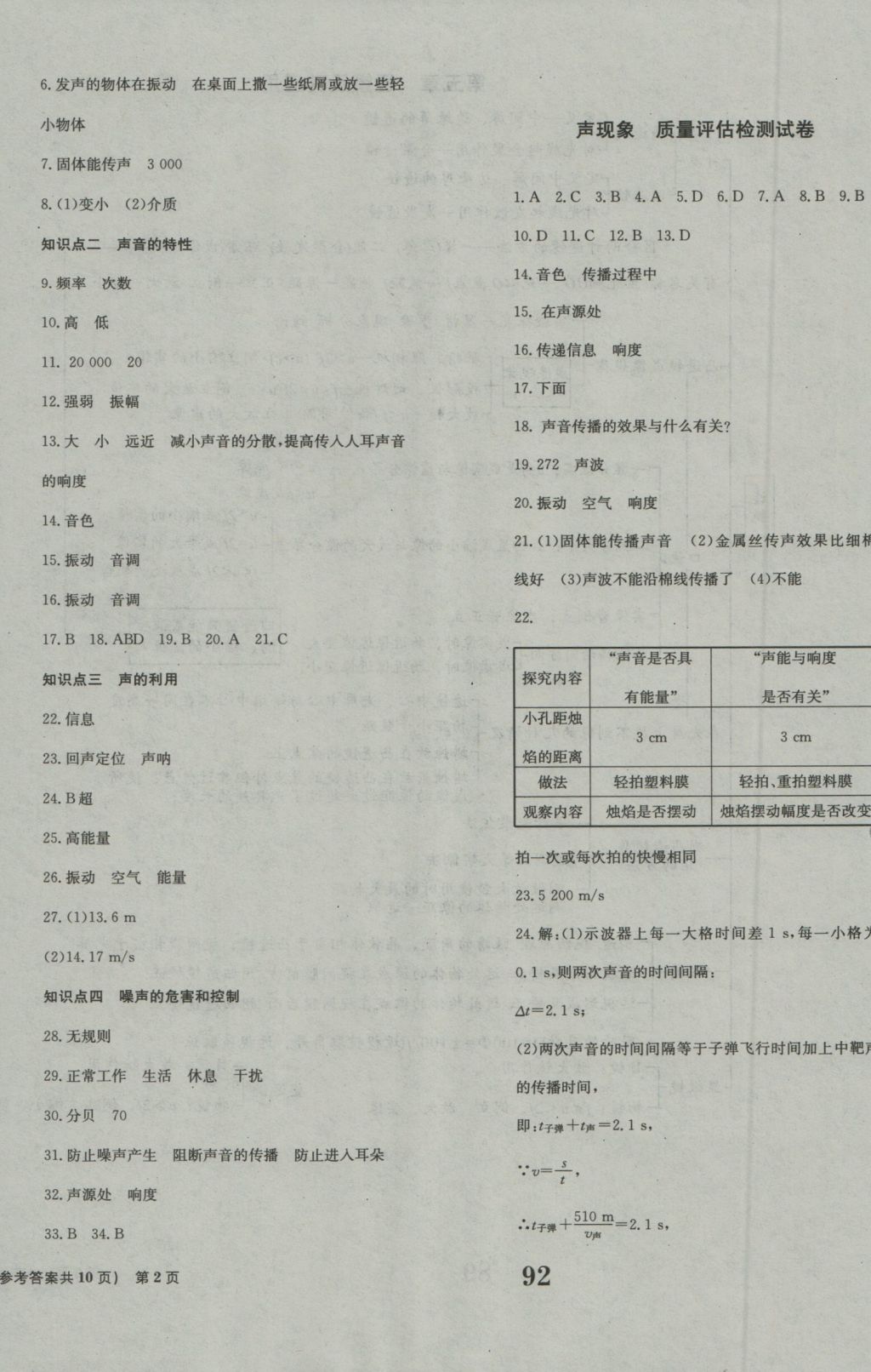 2016年全程檢測卷八年級物理上冊人教版創(chuàng)新版 參考答案第4頁