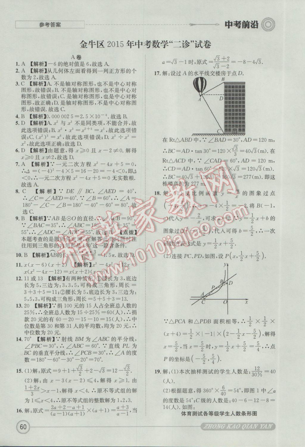 2017年成都初升高必備中考前沿數(shù)學(xué) 參考答案第60頁