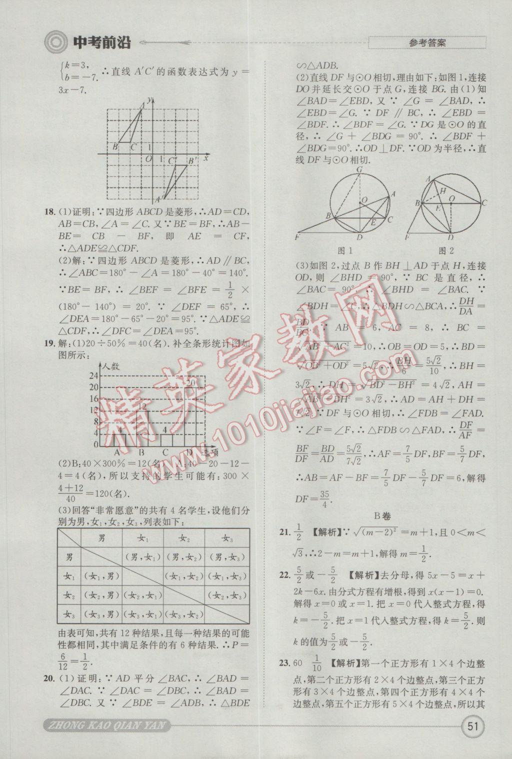 2017年成都初升高必備中考前沿?cái)?shù)學(xué) 參考答案第51頁