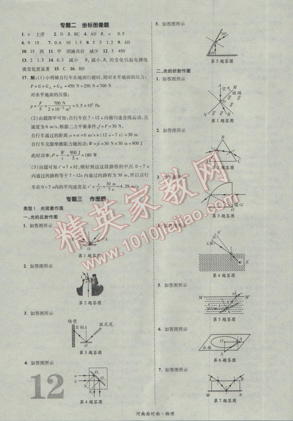 2017年河南中考面對面物理第13年第13版 參考答案第16頁