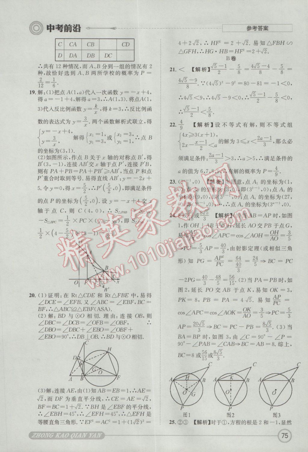 2017年成都初升高必備中考前沿?cái)?shù)學(xué) 參考答案第75頁