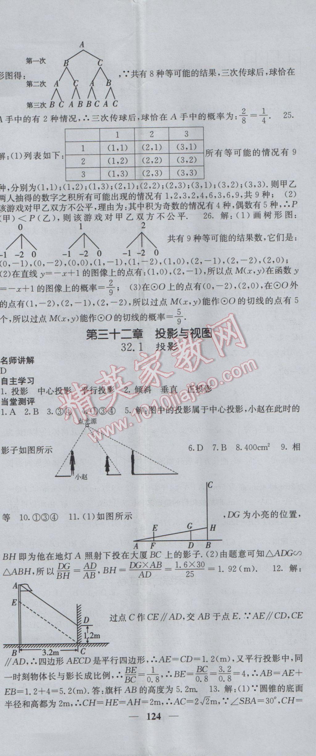 2017年課堂點睛九年級數(shù)學下冊冀教版 參考答案第20頁