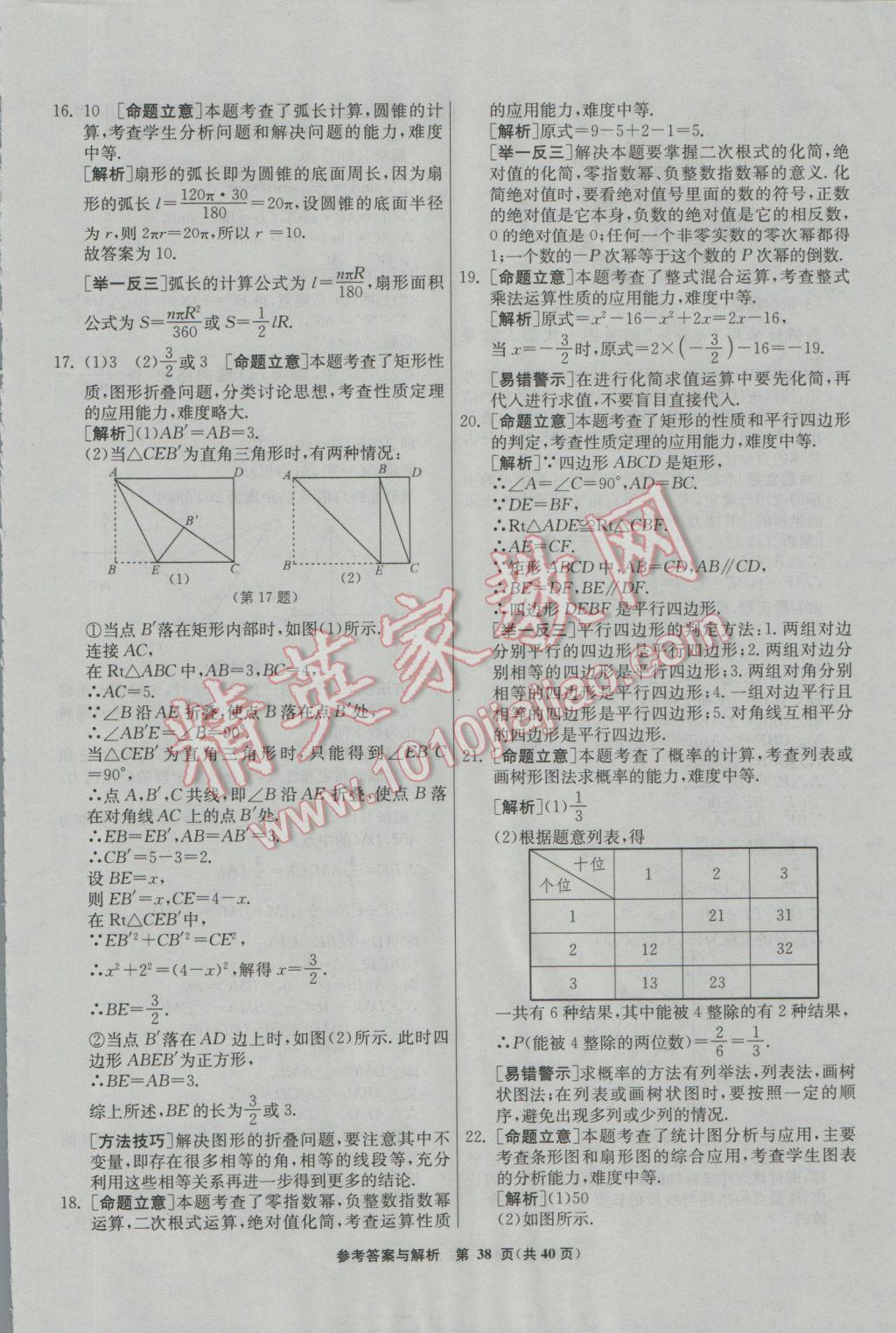 2017年春雨教育考必胜福建省中考试卷精选数学 模拟试卷参考答案第74页